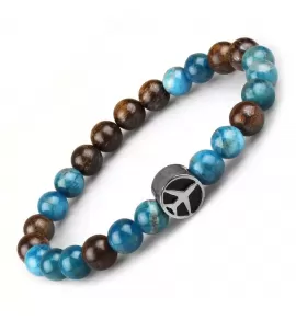 Браслет на резинке из апатита и бронзита Everiot Select LNS-2125 с шармом "Самолет"