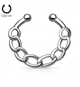 Фейк септум для имитация пирсинга (клипса) PiercedFish SEPR-63-ST, серьга обманка в форме цепи