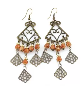 Серьги Indigo ING-RR-117 с бусинами и ажурными подвесками