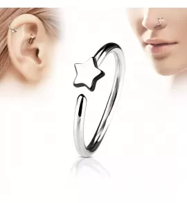 Серьга кольцо для пирсинга хеликса, трагуса, носа PiercedFish NOCR-12 в форме звезды