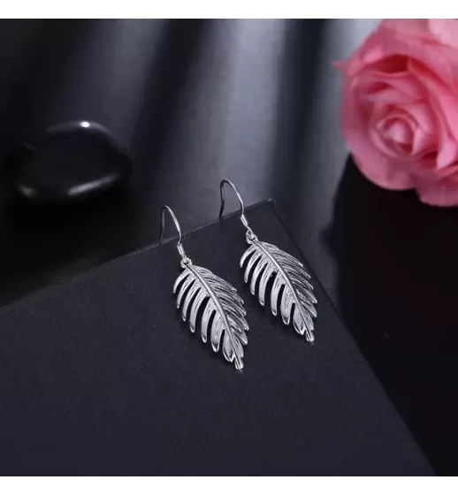Серьги-подвески SPE-XP-14280 в форме листочка