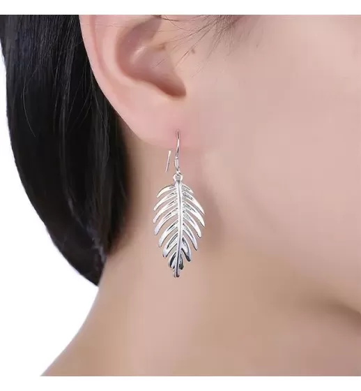 Серьги-подвески SPE-XP-14280 в форме листочка