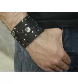 Кожаный браслет мужской Scappa P-609 черный