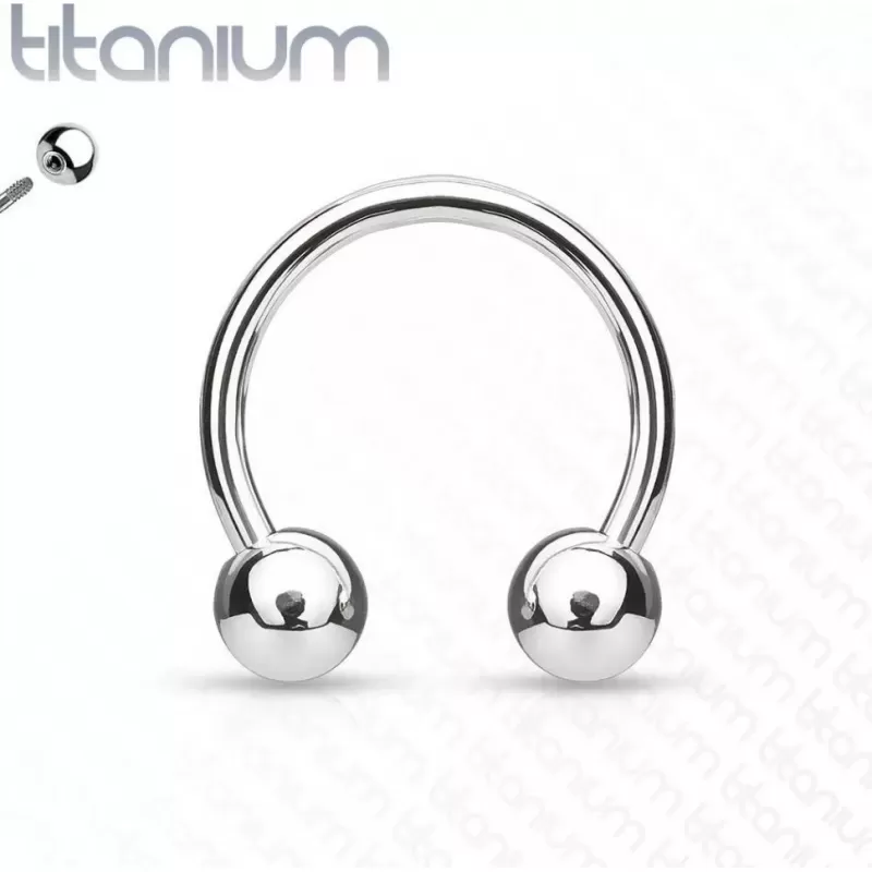 Циркуляр (подкова) с внешней резьбой из титана Pirslab T23H серьга для септума, хряща уха, брови, носа, губ, пупка, сосков, пирсинга смайл