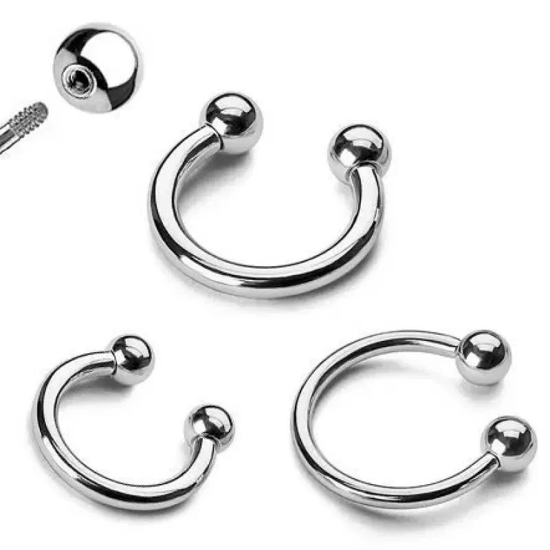 Циркуляр (подкова) с внешней резьбой из титана Pirslab T23H серьга для септума, хряща уха, брови, носа, губ, пупка, сосков, пирсинга смайл