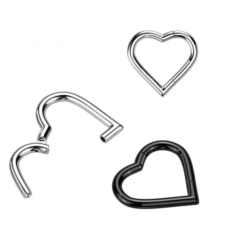 Пирсинг кольцо кликер сердце из титана Pirslab RHT35, без камней