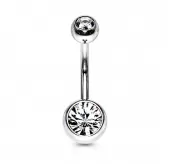 Серьга для пирсинга пупка PiercedFish NSI04-141058C-EXT из стали с фианитами и внешней резьбой