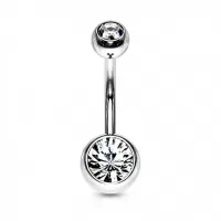 Серьга для пирсинга пупка PiercedFish NSI04-141058C-EXT из стали с фианитами и внешней резьбой