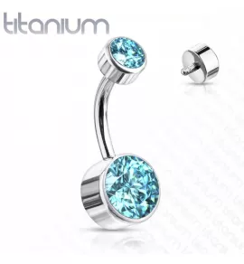 Титановая серьга-банан для пирсинга пупка Pirslab TIN05-141058-Q (камни 5 и 8 мм)