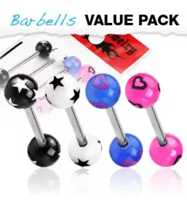 Набор из 4 штанг для пирсинга языка PiercedFish VB-006