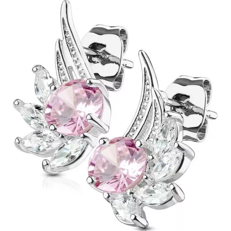 Женские серьги-гвоздики с фианитами в форме крыльев TATIC EA-033