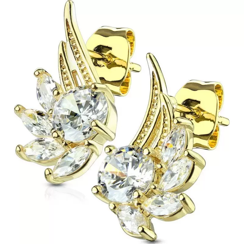 Женские серьги-гвоздики с фианитами в форме крыльев TATIC EA-033