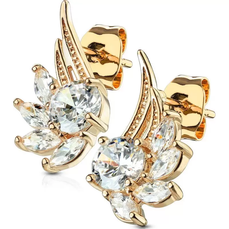Женские серьги-гвоздики с фианитами в форме крыльев TATIC EA-033