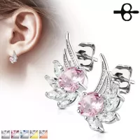 Женские серьги-гвоздики с фианитами в форме крыльев TATIC EA-033