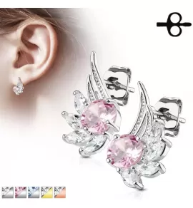 Женские серьги-гвоздики с фианитами в форме крыльев TATIC EA-033