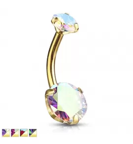 Стальная серьга банан для пирсинга пупка Piercedfish NS017 покрытие цвета желтого золота