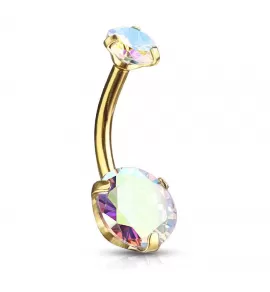 Стальная серьга банан для пирсинга пупка Piercedfish NS017 покрытие цвета желтого золота