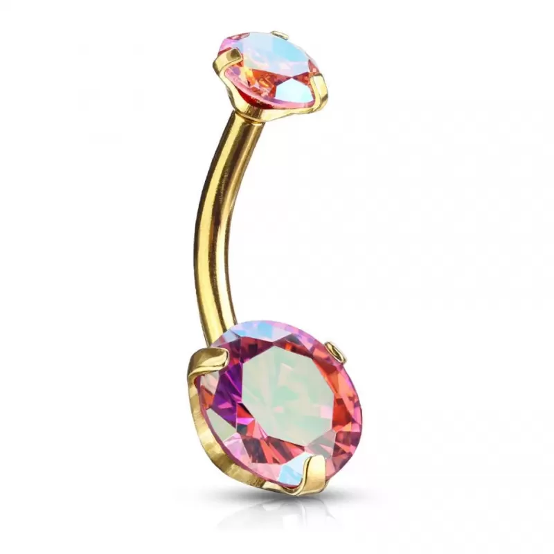 Стальная серьга банан для пирсинга пупка Piercedfish NS017 покрытие цвета желтого золота