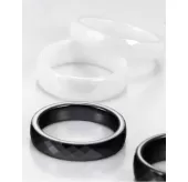 Черное кольцо из керамики Everiot RCM-0003, граненое, парное