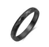 Черное кольцо из керамики Everiot RCM-0003, граненое, парное