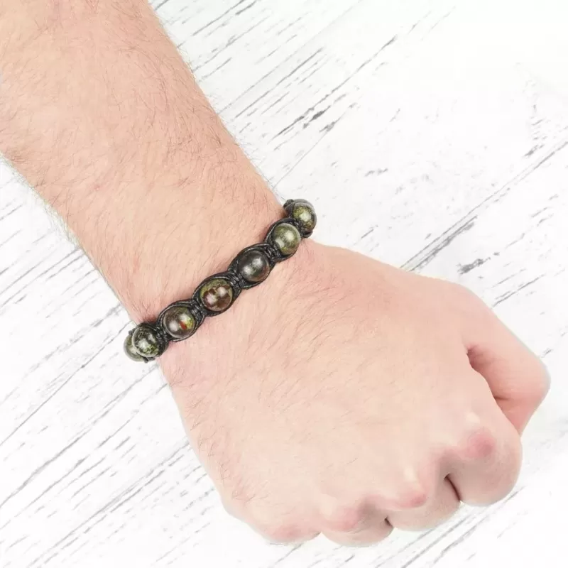 Браслет Everiot Select LNS-2267 Шамбала из яшмы с символом "ОМ"