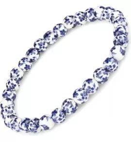 Набор женских браслетов из агата и керамических бусин Everiot Select LNS-7010 на резинке с крестиком