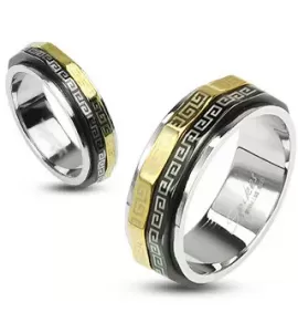 Кольцо из стали Spikes --R-H1588, двойное вращающееся, узор - лабиринт