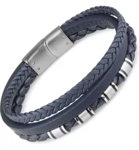 Мужской плетеный браслет из экокожи TATIC SLQ-1013B синий