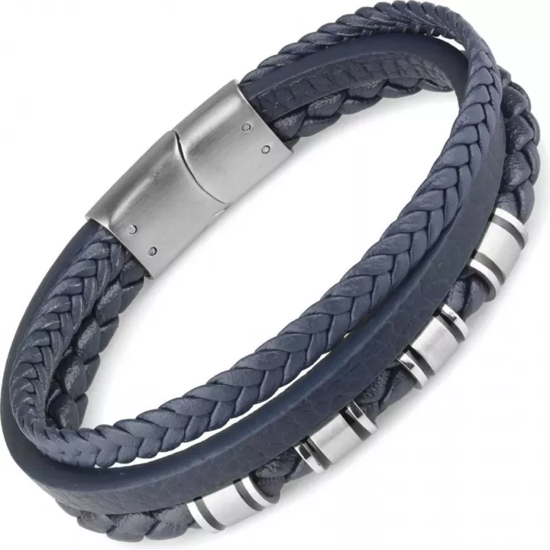 Мужской плетеный браслет из экокожи TATIC SLQ-1013B синий