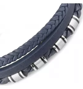 Мужской плетеный браслет из экокожи TATIC SLQ-1013B синий