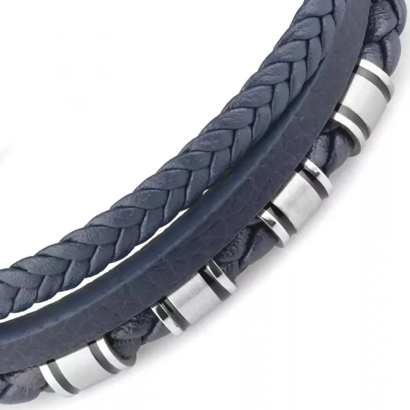 Мужской плетеный браслет из экокожи TATIC SLQ-1013B синий