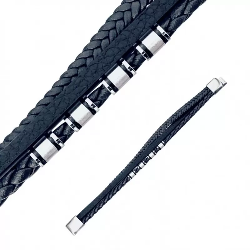 Мужской плетеный браслет из экокожи TATIC SLQ-1013B синий