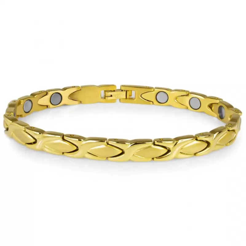 Мужской магнитный браслет из стали Magnetana KBM-210335 с золотистым покрытием