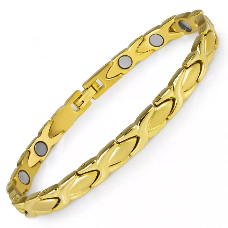 Мужской магнитный браслет из стали Magnetana KBM-210335 с золотистым покрытием