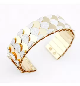 Жесткий браслет-кафф AS-A27448 "Чешуя" широкий