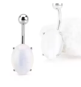 Серьга банан для пирсинга пупка PiercedFish NS77-02 с овальным опалитом