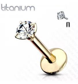 Серьга микролабрет 1,2 мм из титана с фианитом для пирсинга губ, хеликса, трагуса Pirslab T23LI3-GDC
