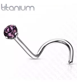 Титановая серьга для пирсинга носа (нострил) Pirslab T23NO4-A с фианитом