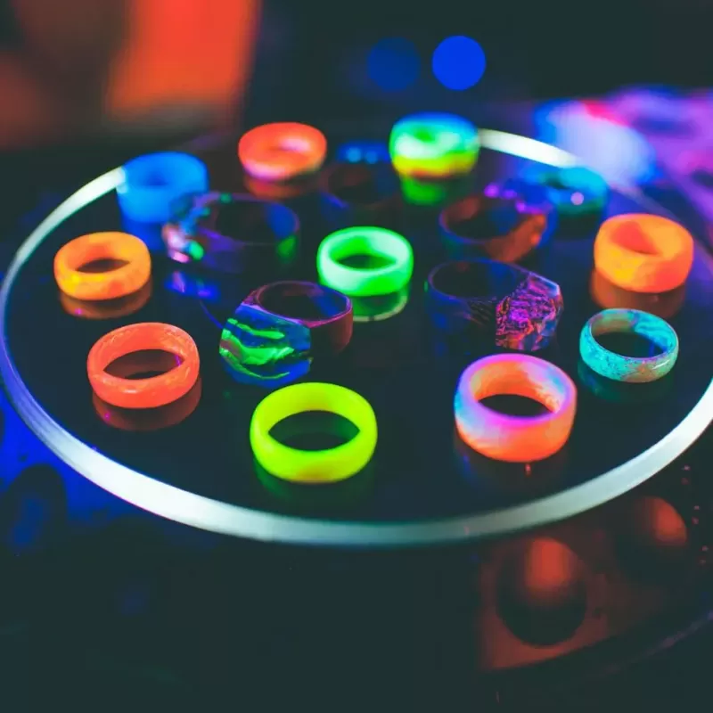 Светящееся кольцо Lonti glow Blue Malachite, 8 мм