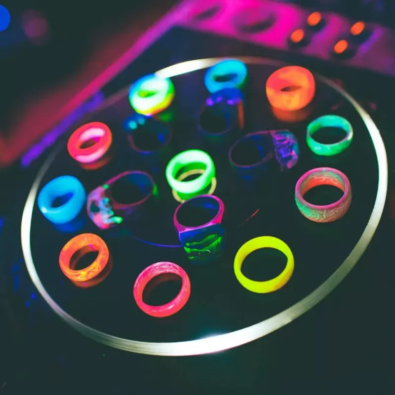 Светящееся кольцо Lonti glow Blue Malachite, 8 мм