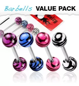 Набор из 4 штанг для пирсинга языка PiercedFish VB-007