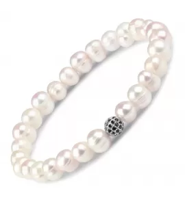 Эластичный браслет Everiot Select LNS-2167 из барочного жемчуга с фианитами