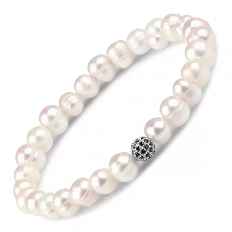Эластичный браслет Everiot Select LNS-2167 из барочного жемчуга с фианитами