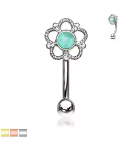 Микробанан (изогнутая штанга) для пирсинга брови PiercedFish ESC08 из стали с цветком