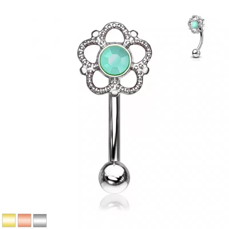 Микробанан (изогнутая штанга) для пирсинга брови PiercedFish ESC08 из стали с цветком