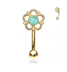 Микробанан (изогнутая штанга) для пирсинга брови PiercedFish ESC08 из стали с цветком