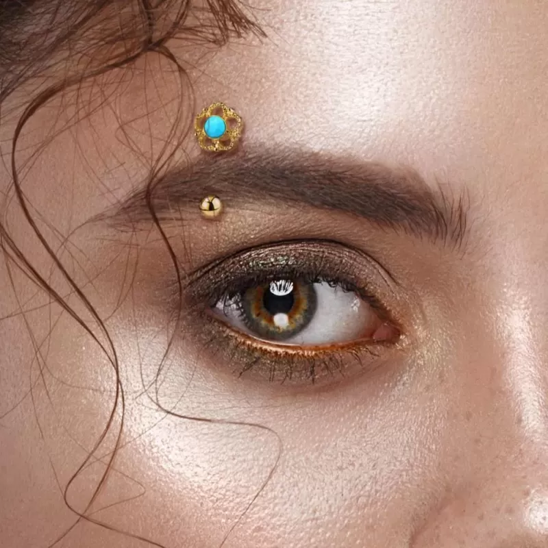 Микробанан (изогнутая штанга) для пирсинга брови PiercedFish ESC08 из стали с цветком