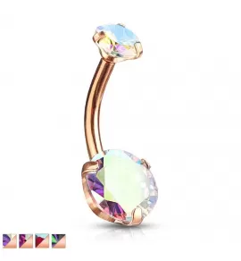 Стальная серьга банан для пирсинга пупка Piercedfish NS017 покрытие цвета розового золота