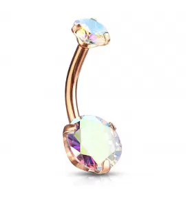 Стальная серьга банан для пирсинга пупка Piercedfish NS017 покрытие цвета розового золота