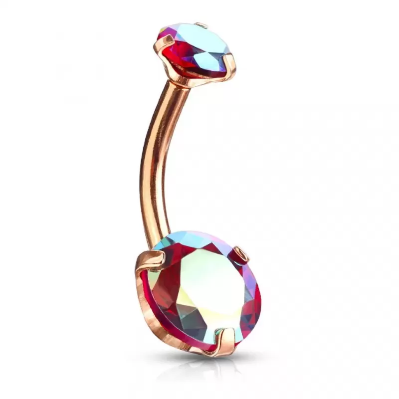 Стальная серьга банан для пирсинга пупка Piercedfish NS017 покрытие цвета розового золота